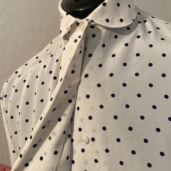 The Villager white with black polka dots button down - Picture 4 of 6